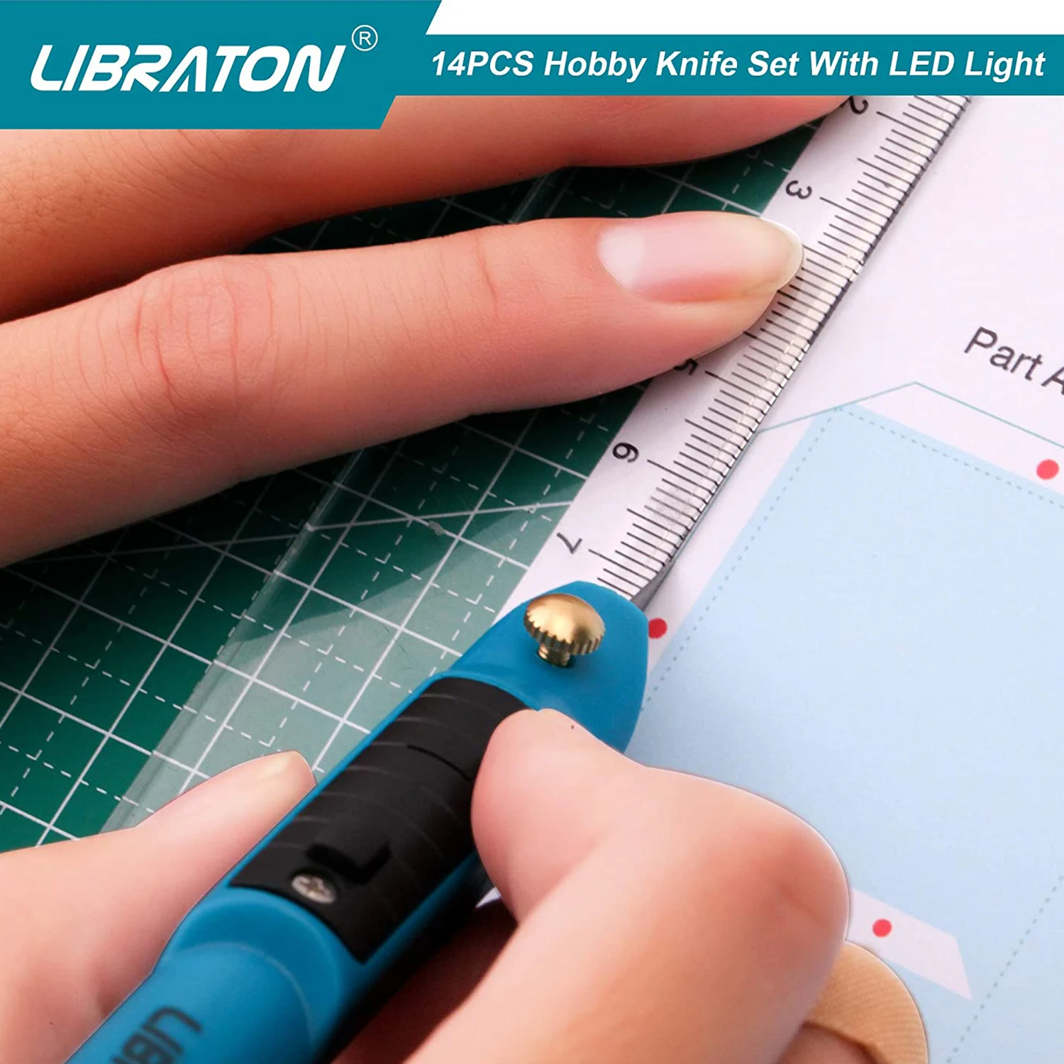 Libraton Craft Knife Set with LED Light, Hobby Precision Knife Set with Refill SK5 Blades Suitable for Trimming, Scrapbooking