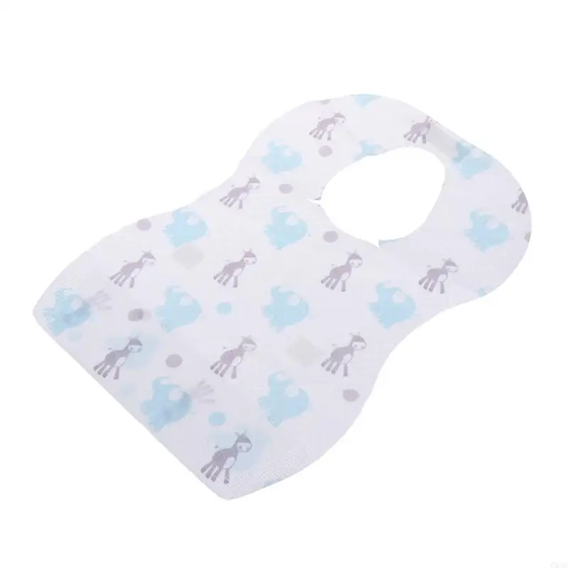

C63C Baby Disposable Bib Animal Print with Crumb Catcher Leak-Proof for Protection
