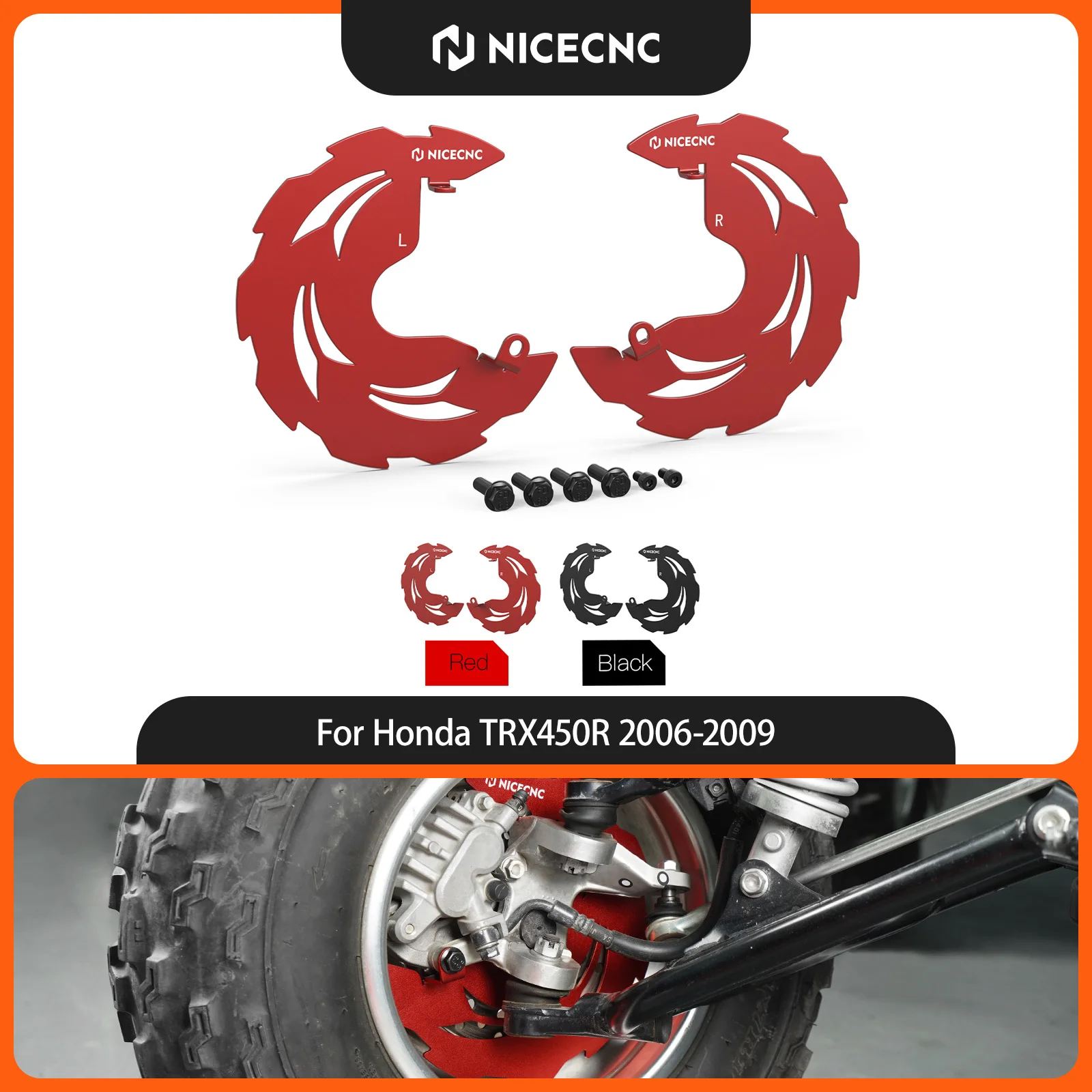 NICECNC For Honda TRX450R 2006-2009 2x Front Brake Rotor Disc Guards ATV For Honda TRX450ER 2006-2014 Aluminum Accessories