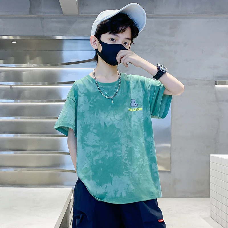 Hot Sale Children Clothing Boys Summer Tie Die T-shirt for Big Boys Casual Short Sleeeve Cotton Tshirt Kids Fashion Tee Tops