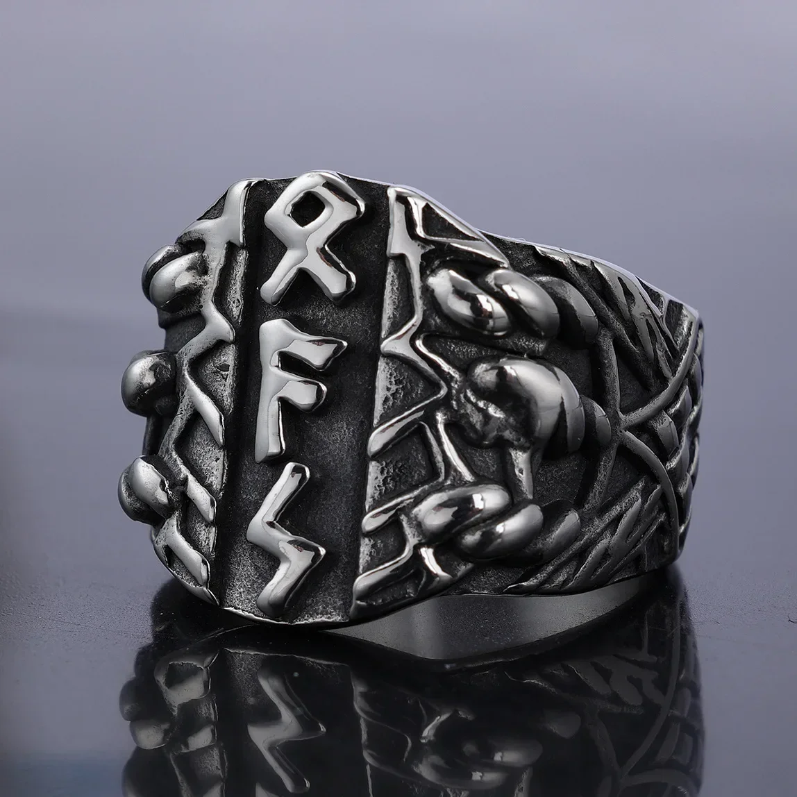 

Vintage Personalized Viking Xfs Letter Street Stainless Steel Men's Rings Size 7-15