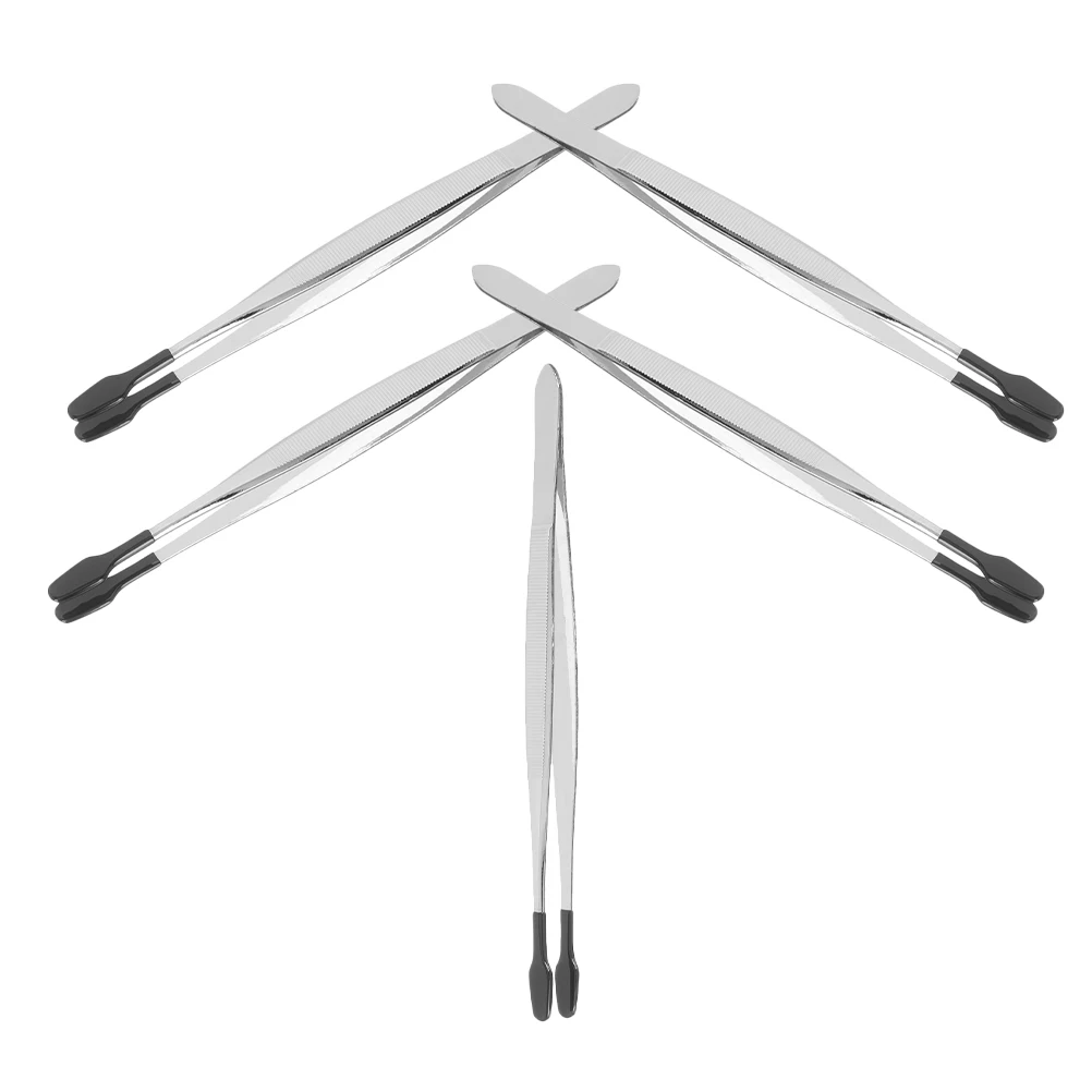 

5pcs Tweezers For Stamp Collecting Craft Jewelry Making Metal False Eyelash Applicator Flat Head Stainless Steel Tweezers Set