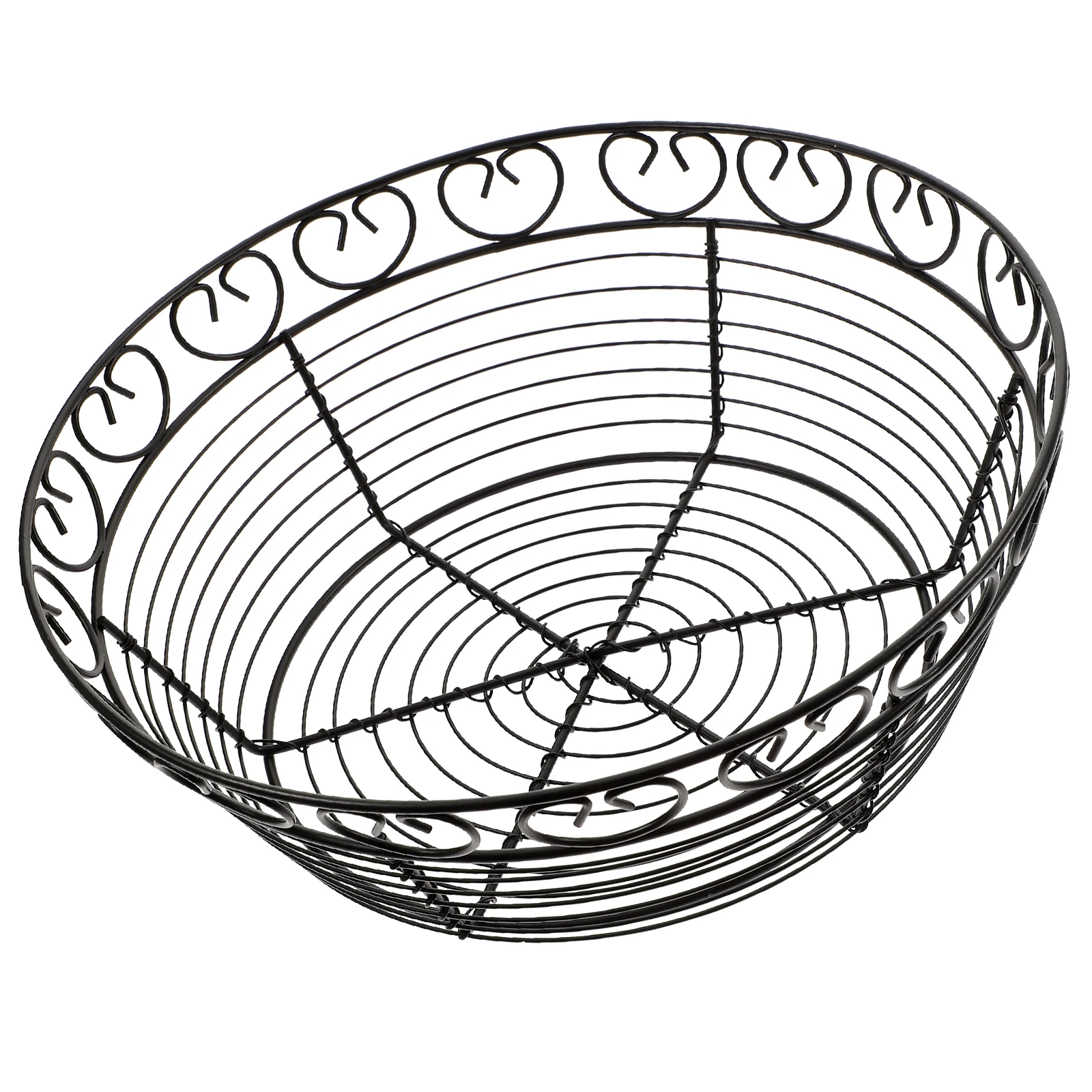 

Iron Bread Basket Wire Round Kitchen Counter Vegetable Fruit Storage Baskets Small Large Metal Black Home Office