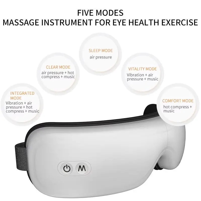 

Foldable Rechargeable Intelligent Eye Massager Machine Vibration Compression with Wireless Speaker