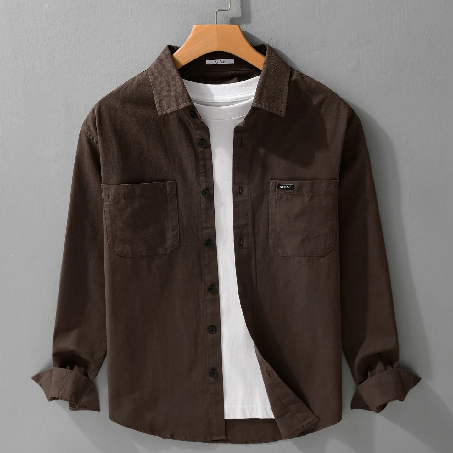 男性香港スタイルトレンディスタイリッシュシンプル無地長袖シャツ男性多用途ジャケットカジュアル綿 100% シャツトップクロス