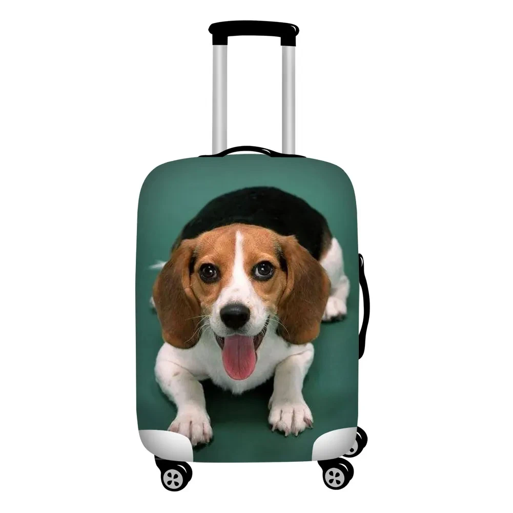 Schattige Beagle Hond Print Reisbagage Beschermende Stofhoezen Zwart 18-32 Inch Kofferhoes Waterdichte Bagagehoezen