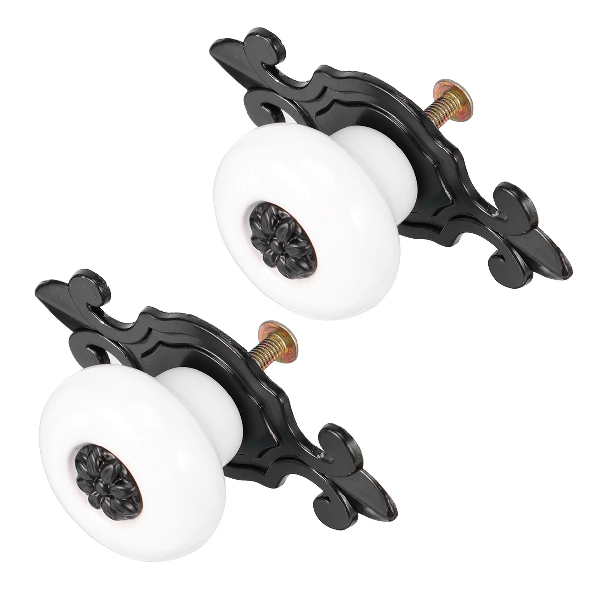 2 قطعة سبائك الزنك مقابض للخزانة درج السيراميك يسحب لصندوق الصدر الأثاث الأجهزة المنزل الحمام Ktv الديكور أسود أبيض #1