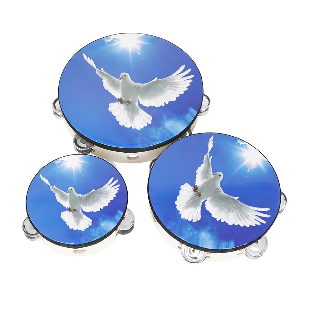 

3Pcs Handheld Tambourine Drum 6inch 8inch 10inch Kids Percussion Musical Instrument Children Education Hand Drum
