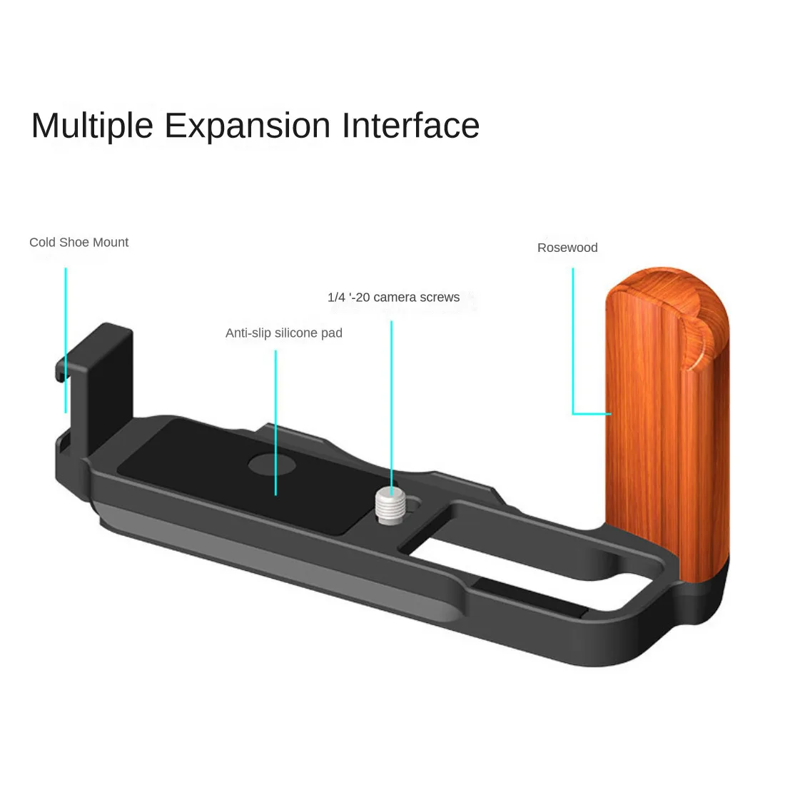 Topcine Half Camera Cage with Wood Handgrip for Fujifilm X-100VI X-100V Camera L Plate Wood Handle Live Photography Accessories