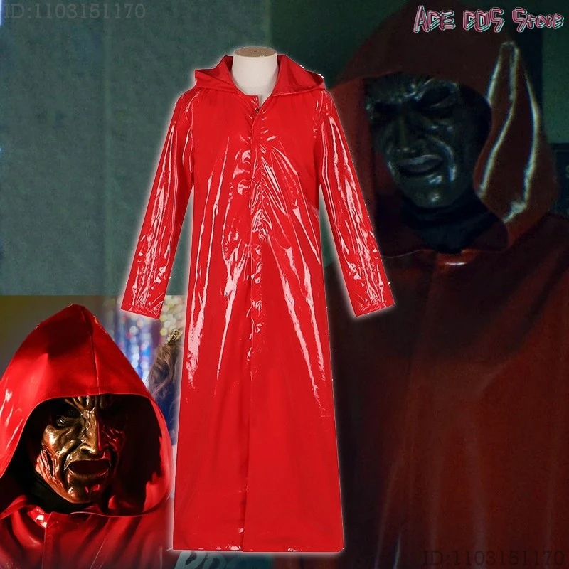 

Костюм для косплея на Хэллоуин: Куртка из фильма «Улица страха», красный плащ «Королева бала», куртка из ПУ, одежда убийцы, плащ с капюшоном, длинная накидка для взрослых