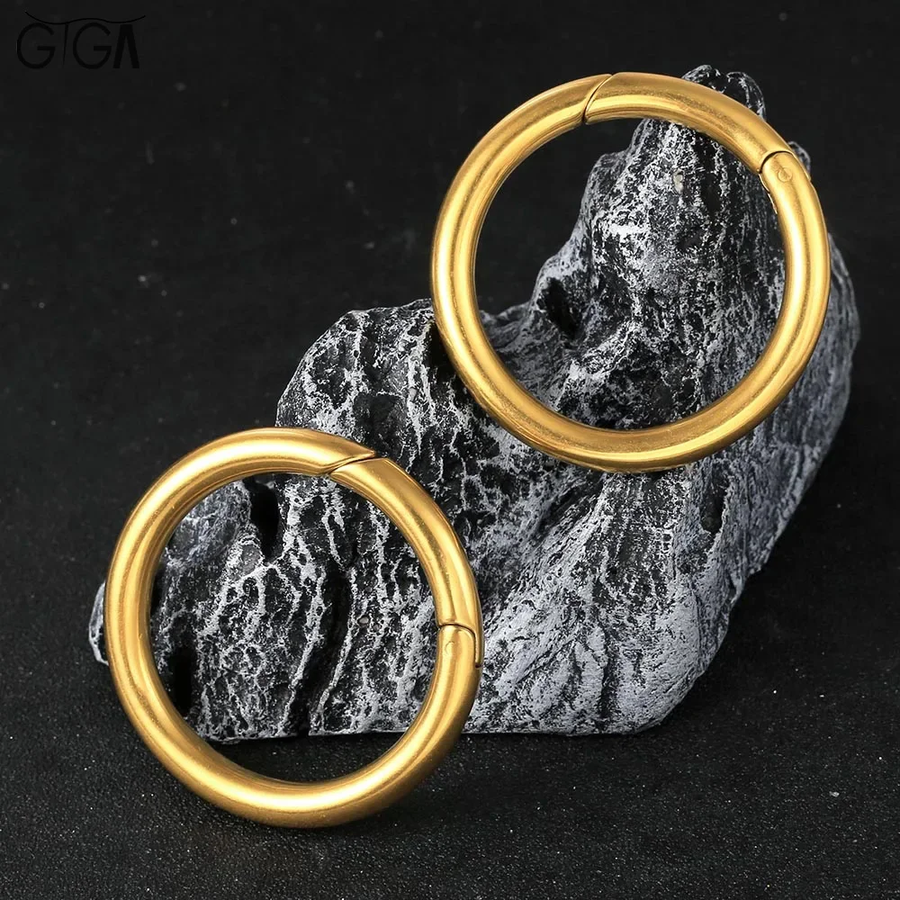 Giga 2PCS Big Round Ear Weights Hangers Stainless Steel Ears Plugs Dangle Stretcher Hoop Earrings Body Piercing Jewelry Punk