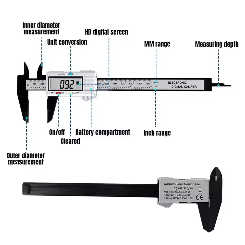 150mm Electronic Digital Caliper Plastic Dial Vernier Caliper Gauge Micrometer Measuring Tool Digital Ruler Measuring Tool