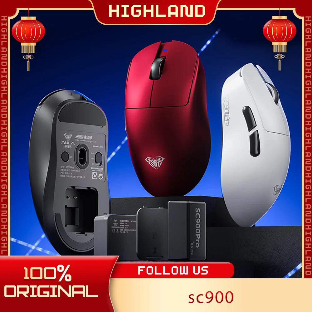 aula-sc900-pro-max-ゲーム-mosue-bt-24g-ワイヤレス-8khz-ポーリング-レート-400mah-paw3395-3950-低遅延交換可能バッテリー-e-スポーツ