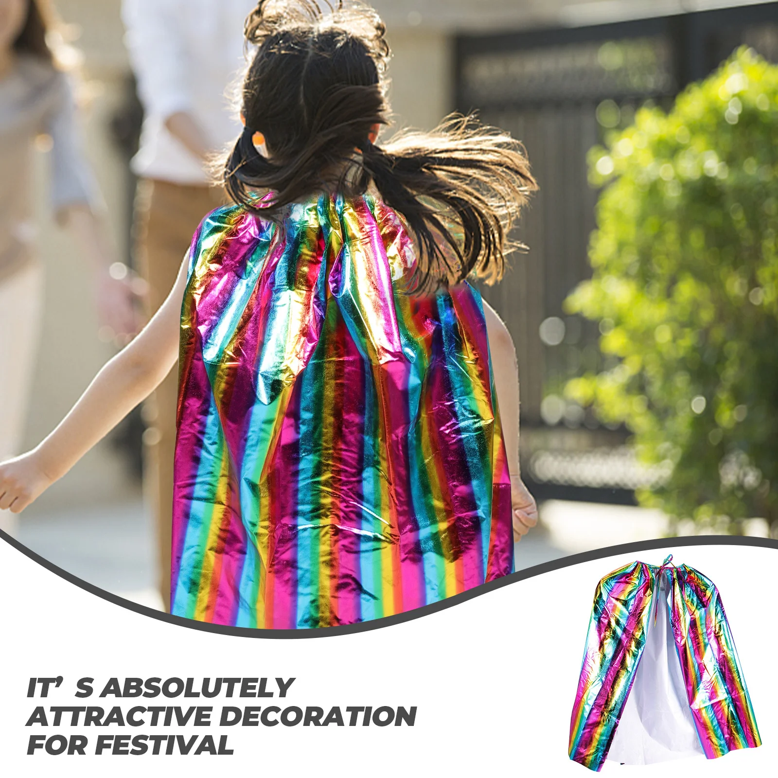 

Радужный плащ из полиэфирного волокна, карнавальный костюм для косплея, маскарад, накидка для выступления на Хэллоуин, радужная накидка