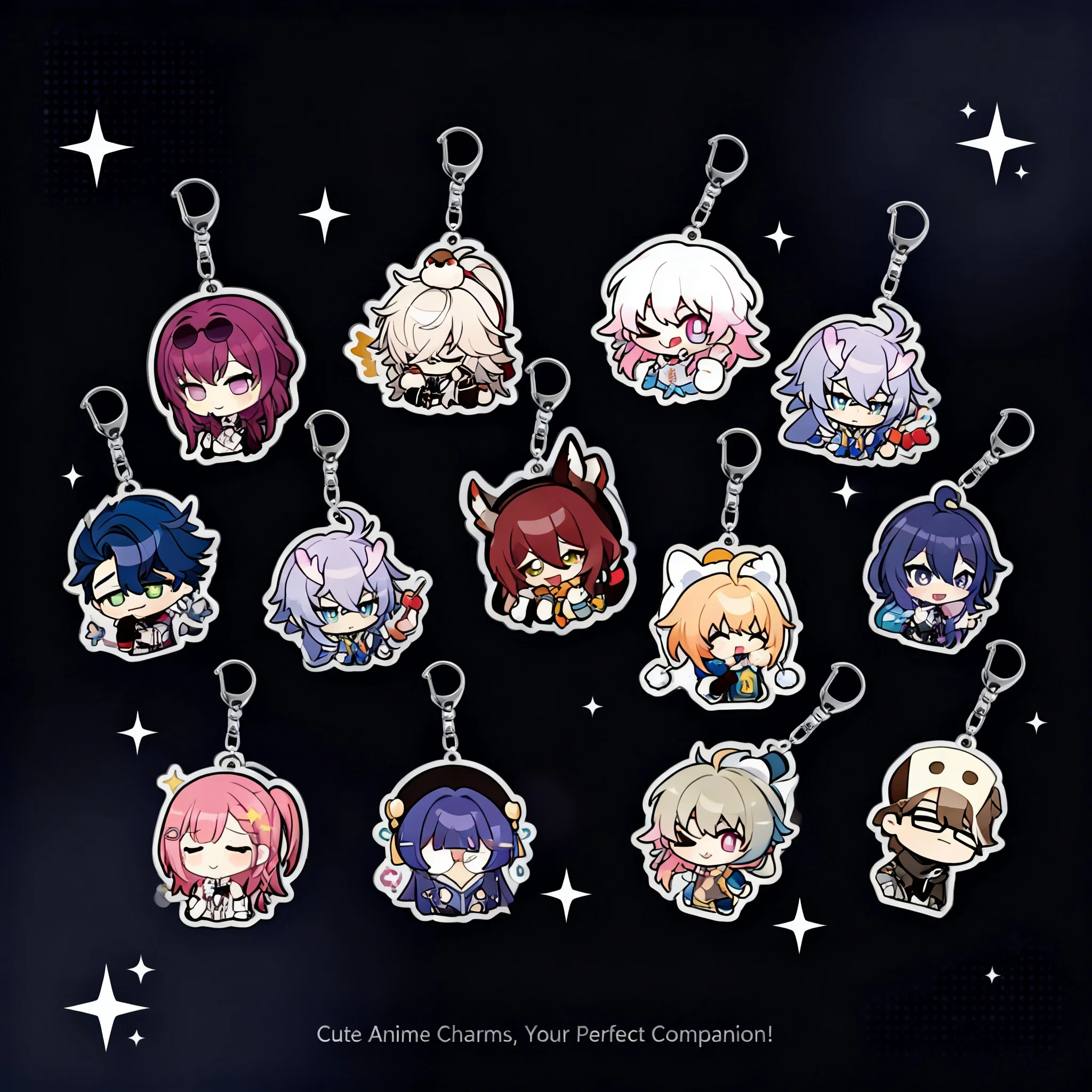 

H Star Rail Anime Keychain Layered Design Bailu March 7th Keychain One Piece Drop Shipping Drink Moon Accessories for Fans
