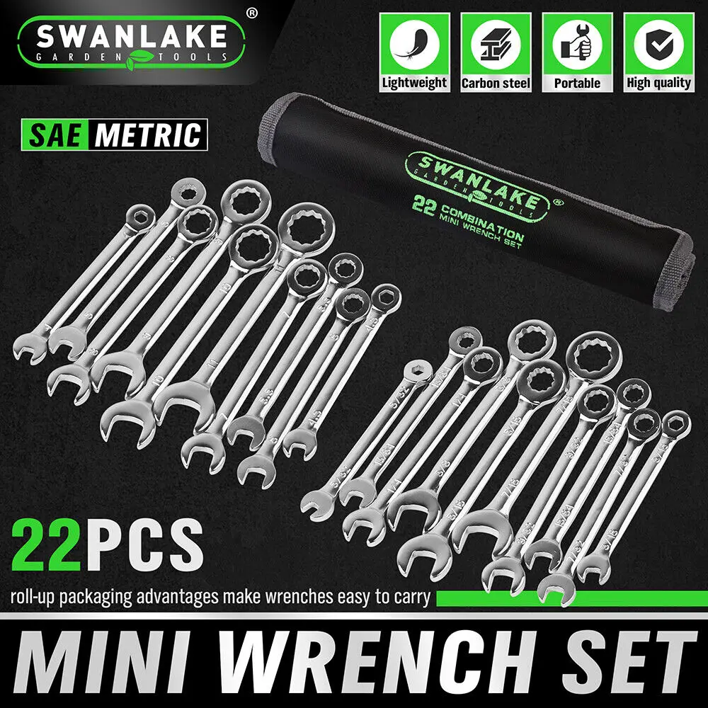 US- 22 kit Combination wrench Set Ignition wrench Steel Tools Metric SAE Mini Trumpet