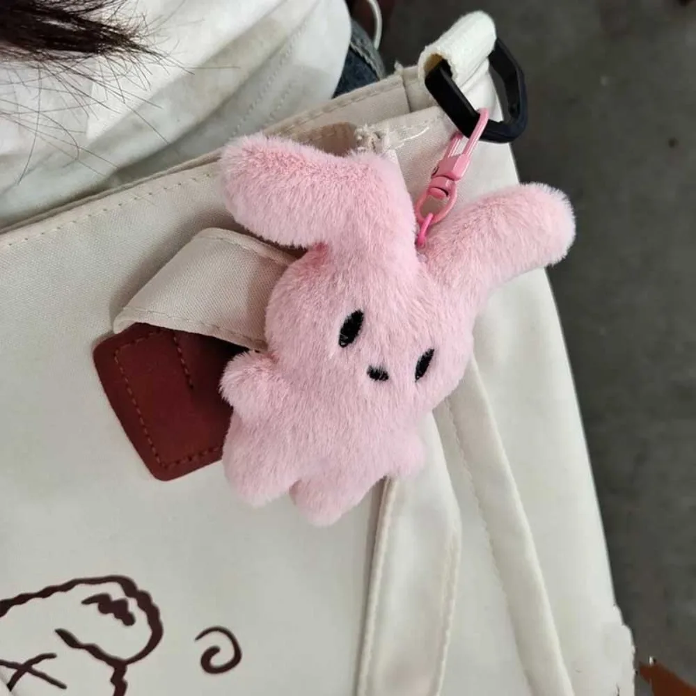 LLavero de juguete de peluche de conejo, llavero de dibujos animados rosa con forma de corazón esponjoso, decoración, juguete de peluche, llavero de pareja