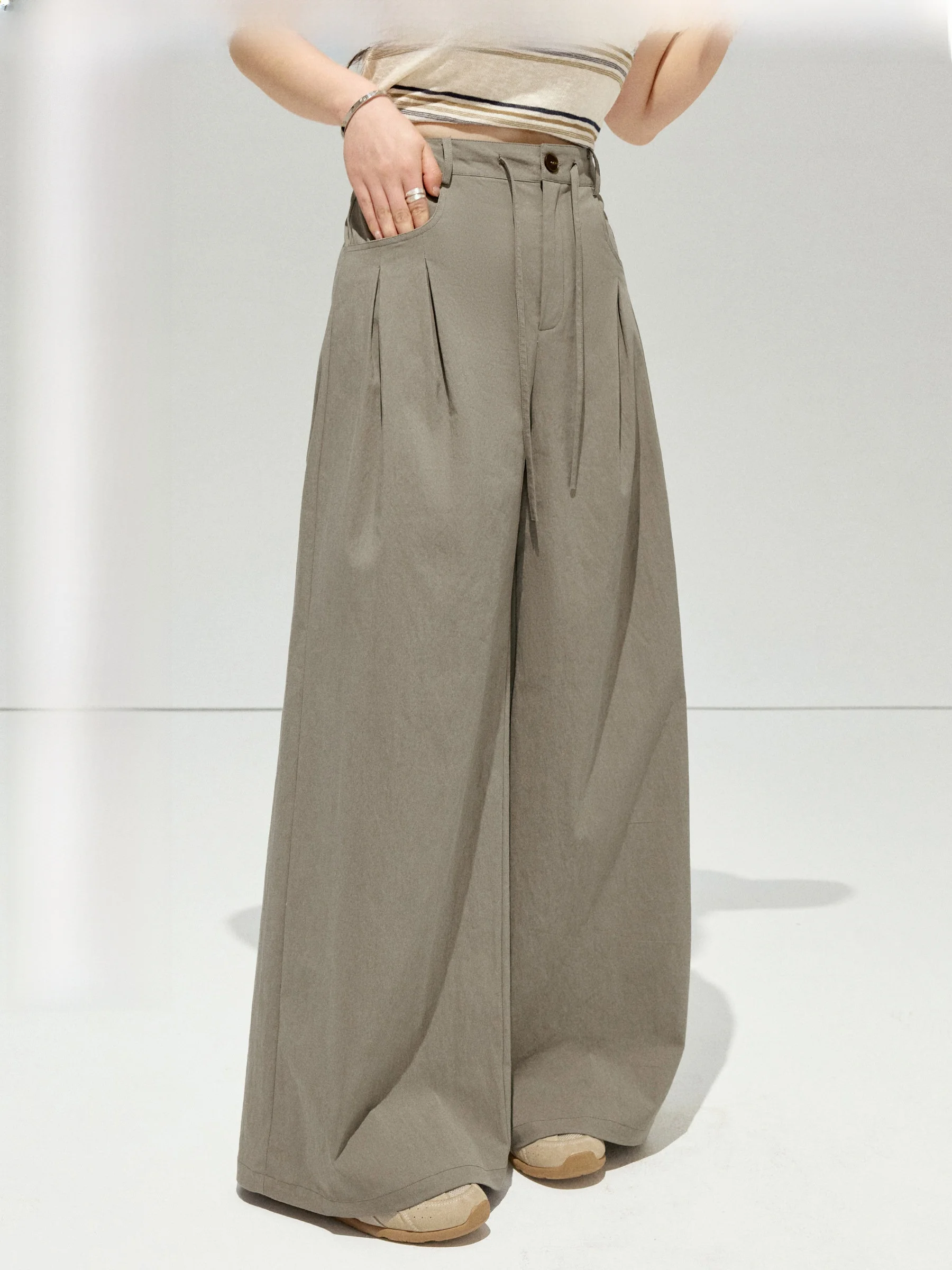 

JULULOOK Studio Cold Brew Oolong Tea Loose Fit Straight Leg Pants plus Size Casual Trousers High Waist Wide Leg Pants
