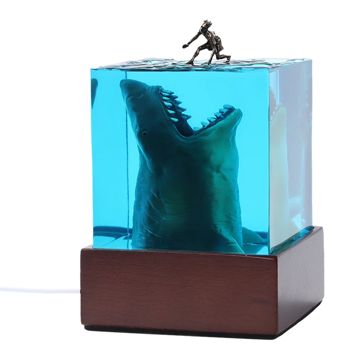 New Ocean Beast Surfer Micro-Landscape Night Light Decoration Handmade Resin Crafts Marine Life Enthusiasts