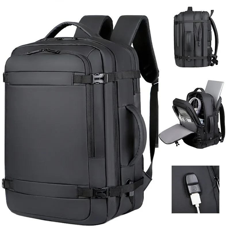 40LExpandable USB Travel Backpack, Flight Approved Carry on Bags for Airplanes,Water Resistant Durable 17-inch backpack men bag