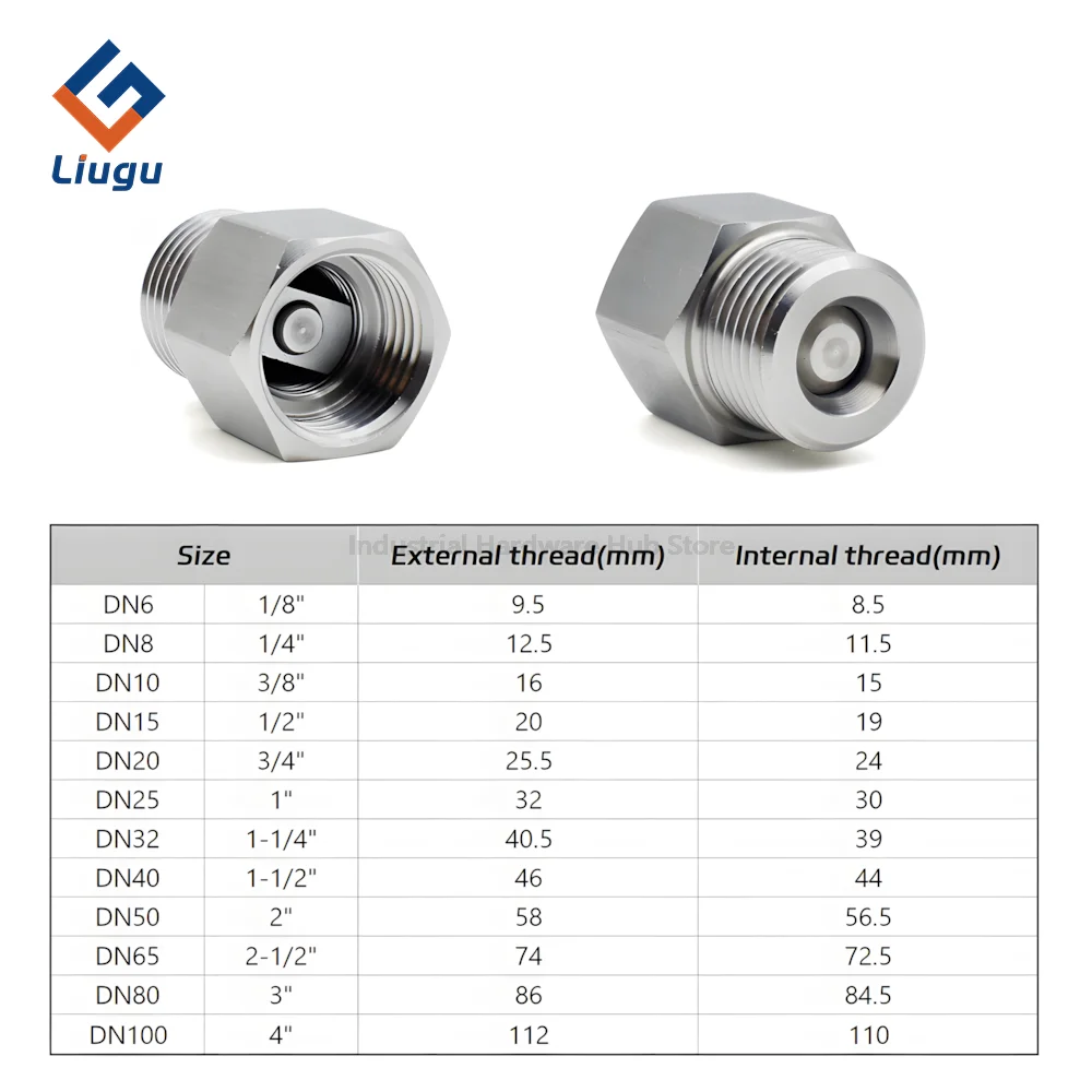 304 Stainless Steel BSP Hex Straight One-way Check Valve, Male-Female Thread, 1/4
