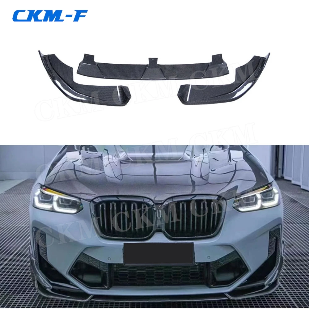 Carbon Fiber Body Kits Car Front Bumper Lip Spoiler Chin FRP Accessories for BMW X3M F97 X4M F98 2022 +