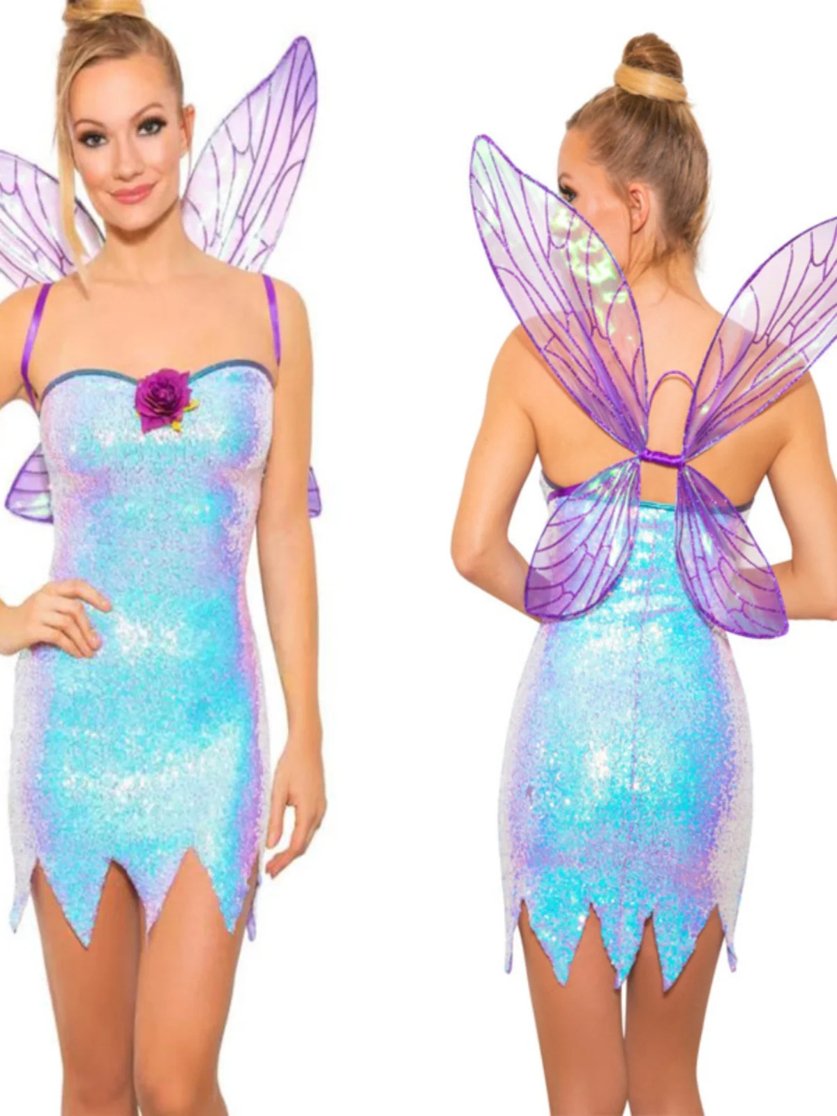 Sexy een Angel-kostuum Dr voor volwassenen met elfvleugels Prestatiepak Halloween Nieuwe collectie Fairy T-thema-outfit