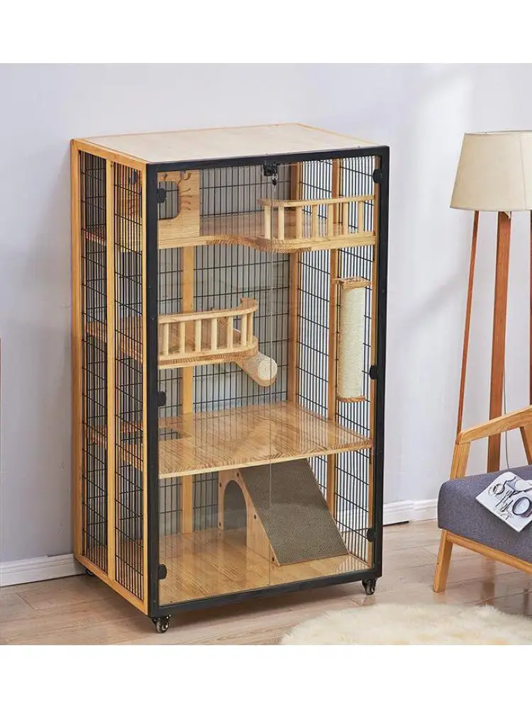 

Glass Cat House, Super Space Cat Villa, Cat House, Cat Cabinet, 3-Layer, Solid Wood, Luxury