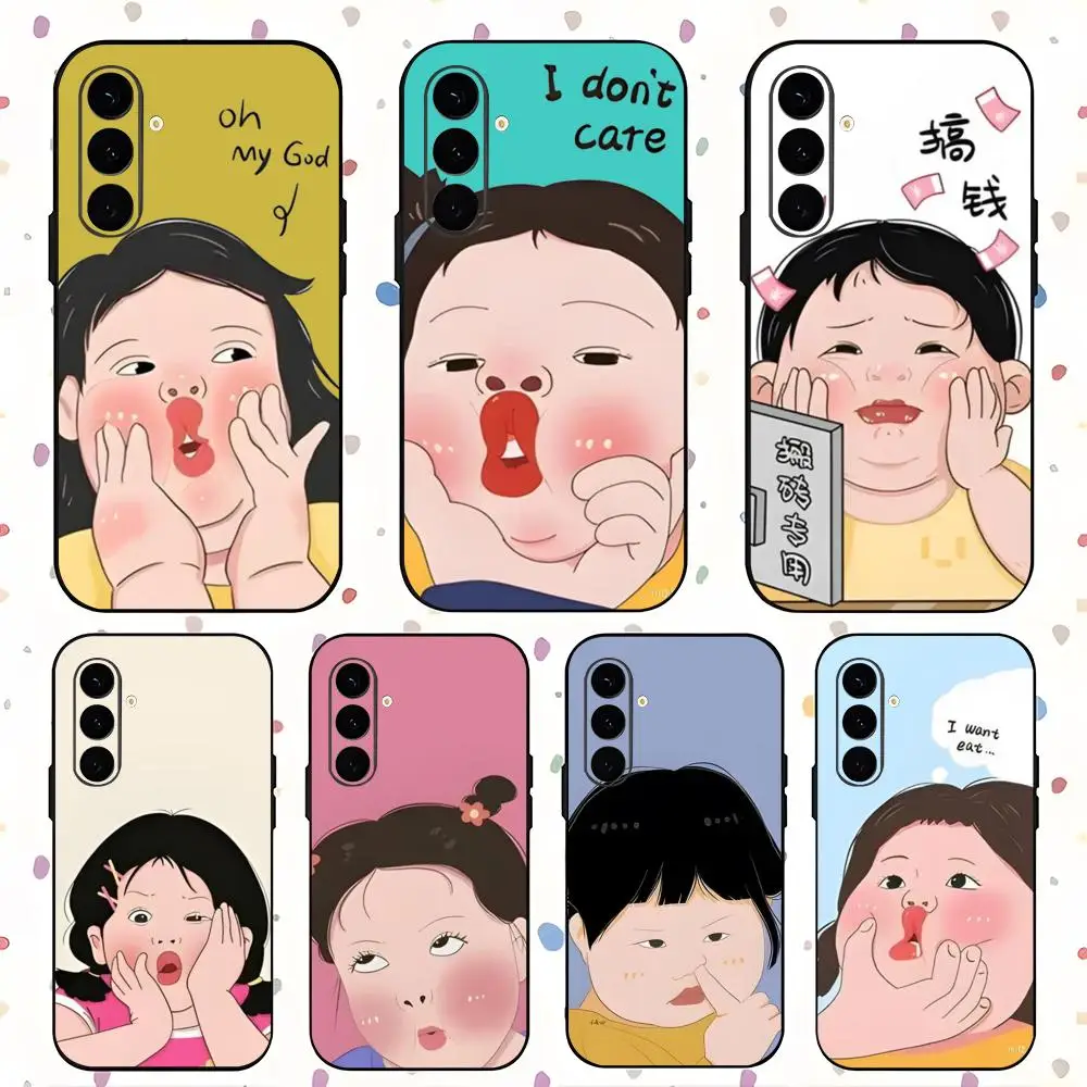 Popular Happy Creativity girl Phone Case For Samsung Galaxy S26 S25 S24 S23 S22 S21 Plus Ultra Note20 Soft Black
