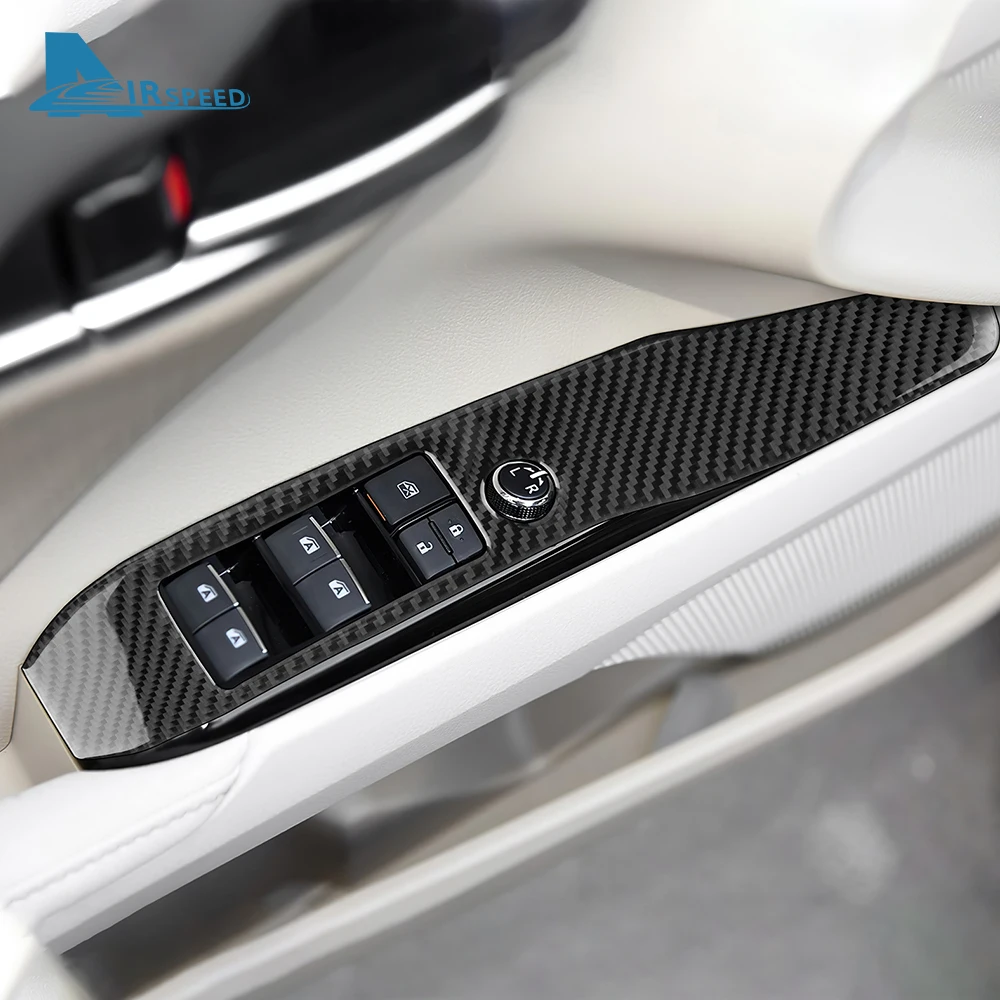 Real Soft Carbon Fiber Sticker For Toyota Camry 2018 2019 2020 2021 2022 2023 2024 LHD Car Door Window Button Panel Accessories