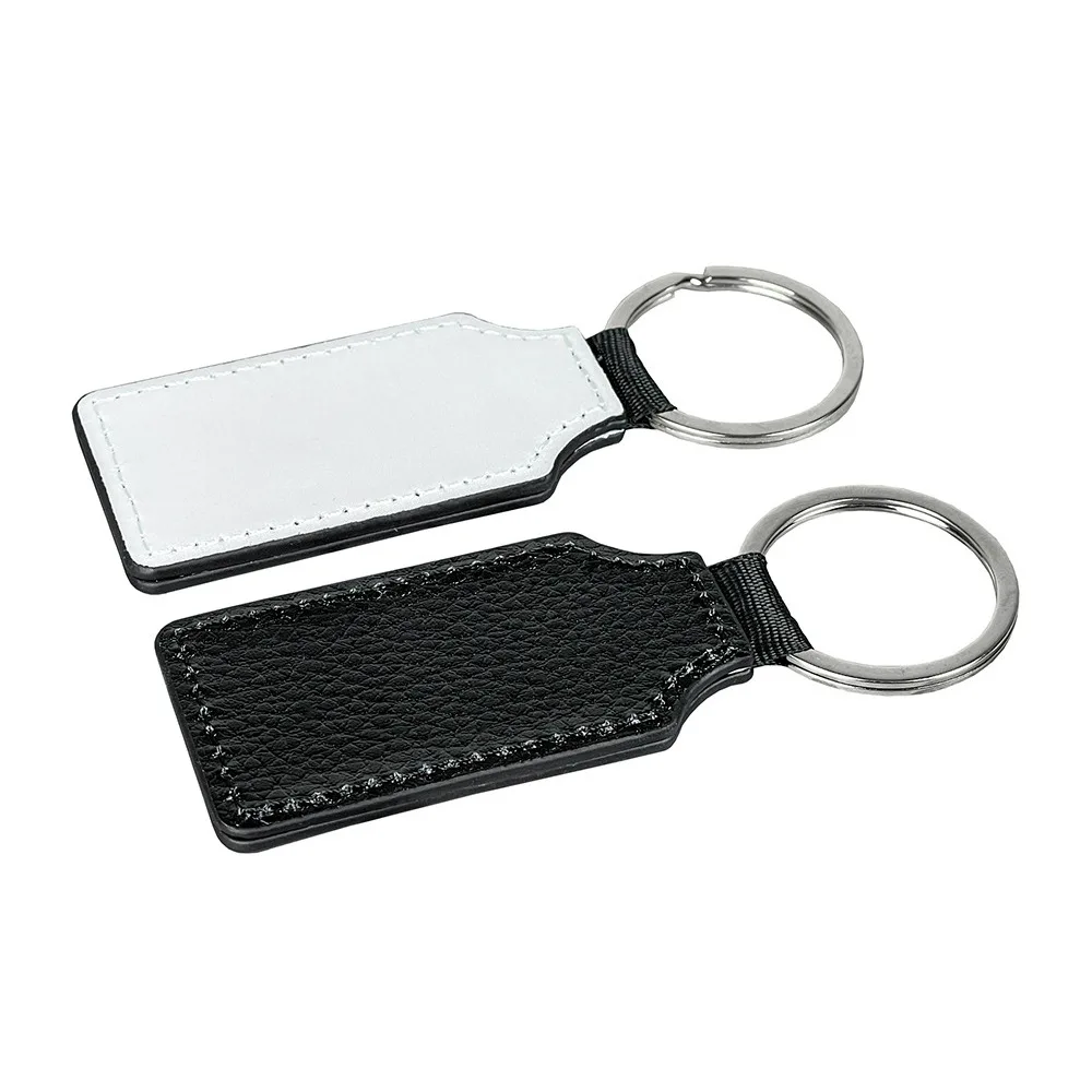 DIY Dye Sublimation Blanks Keychain PU Leather Creative Heat Transfer Keyring Heart Pebbled Grain