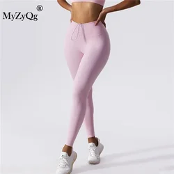 MyZyQg Women Drawstring Abdominal Yoga Push Up Leggings Tight Running Gym Bottoming Sports Training Fitness Pilate Pant