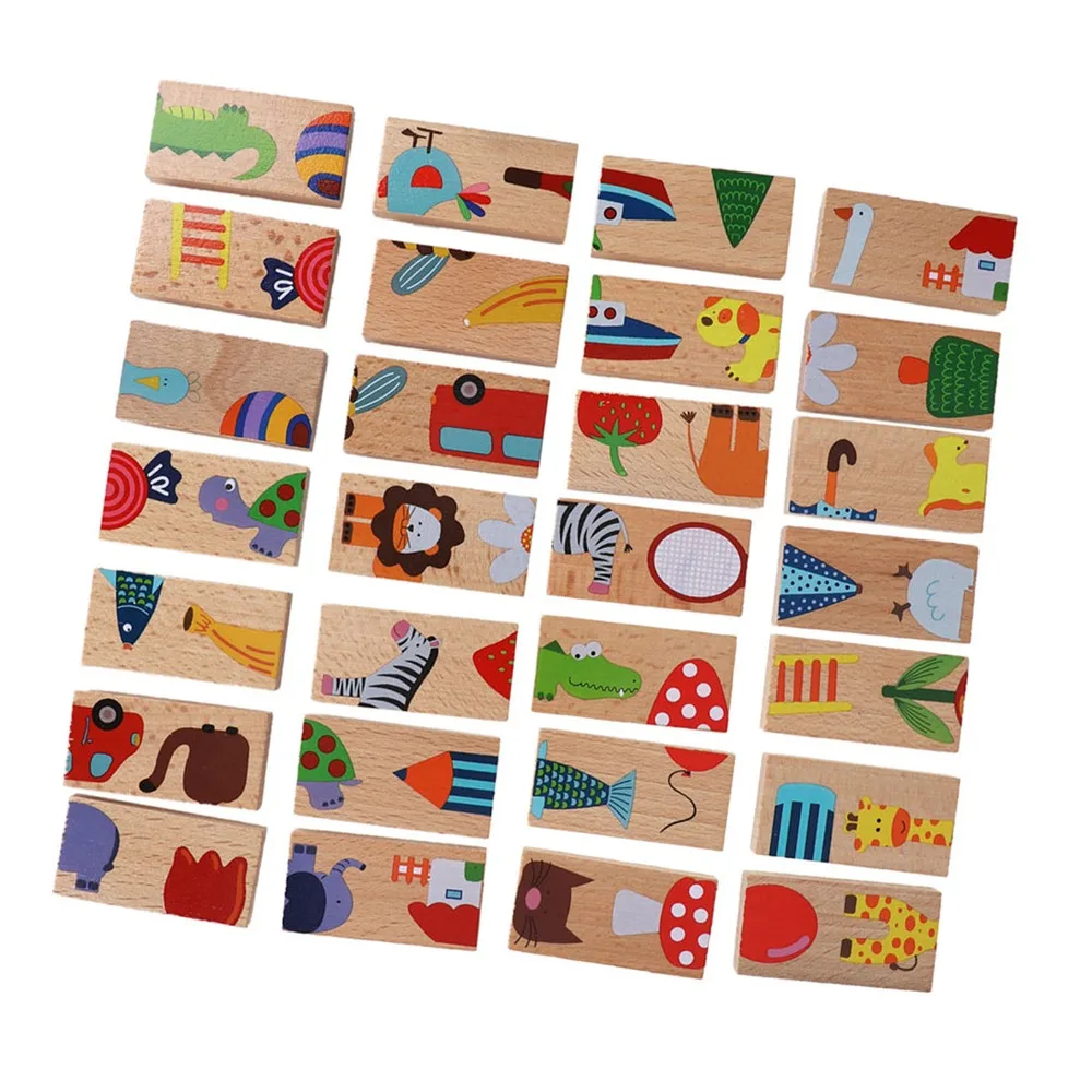 28 Pieces Stackable Animal Puzzle Blocks Early Learning Montessori Colored Building Blocks Wood Wood Building Blocks Set