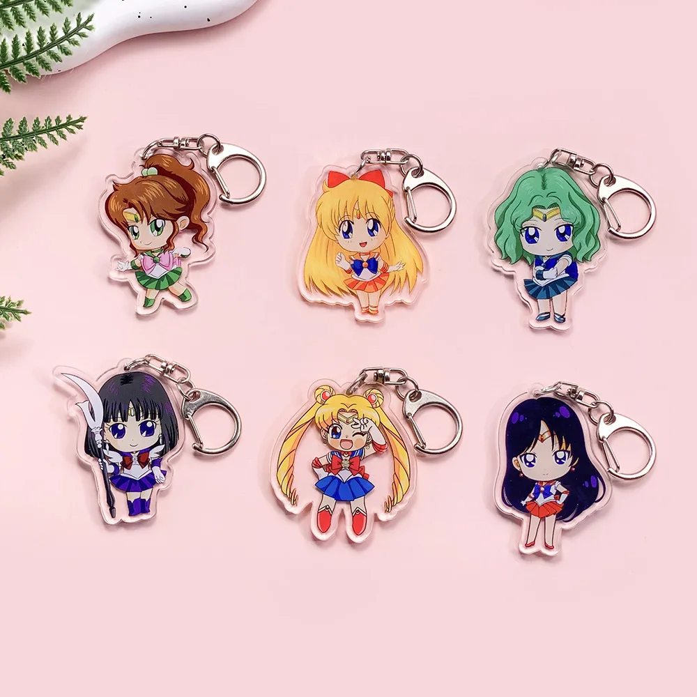 

6Pcs Anime Figures Sailor Moon Keychain Acrylic Keyrings Bag Charms Cute Backpack Pendant Funny Prop Decoration Friends Gifts