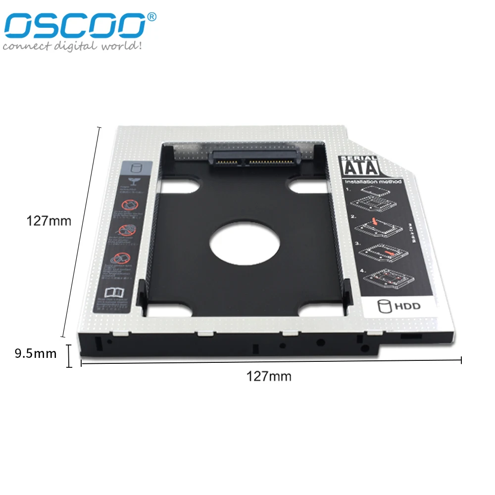 Oscoo 9.5 12.7mm HDD Caddy Aluminum Universa SATA 3.0 2.5