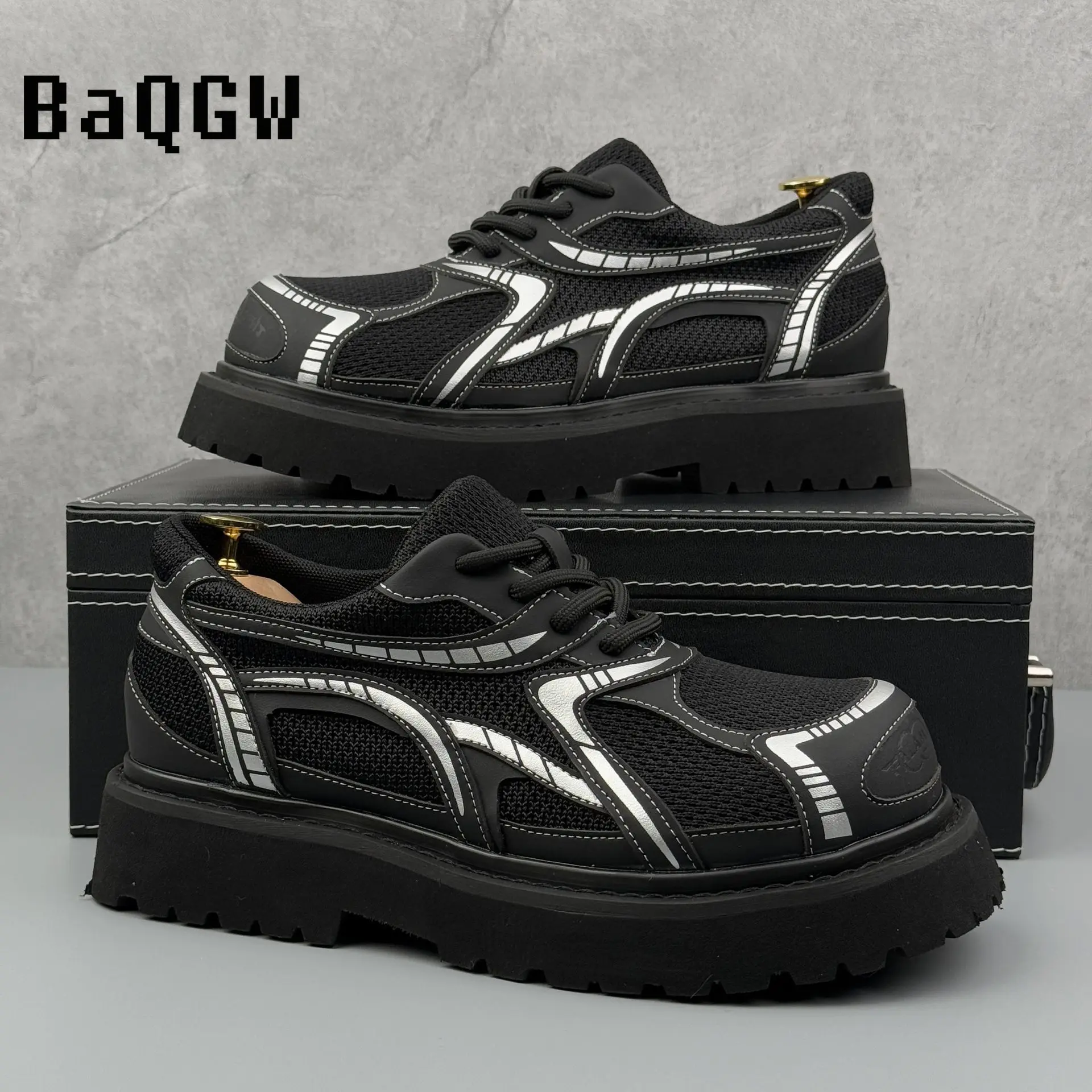 

Крутая мужская летняя повседневная обувь, дышащая, легкая, удобная, на толстой подошве, модная, модная, с круглым носком, резиновая подошва