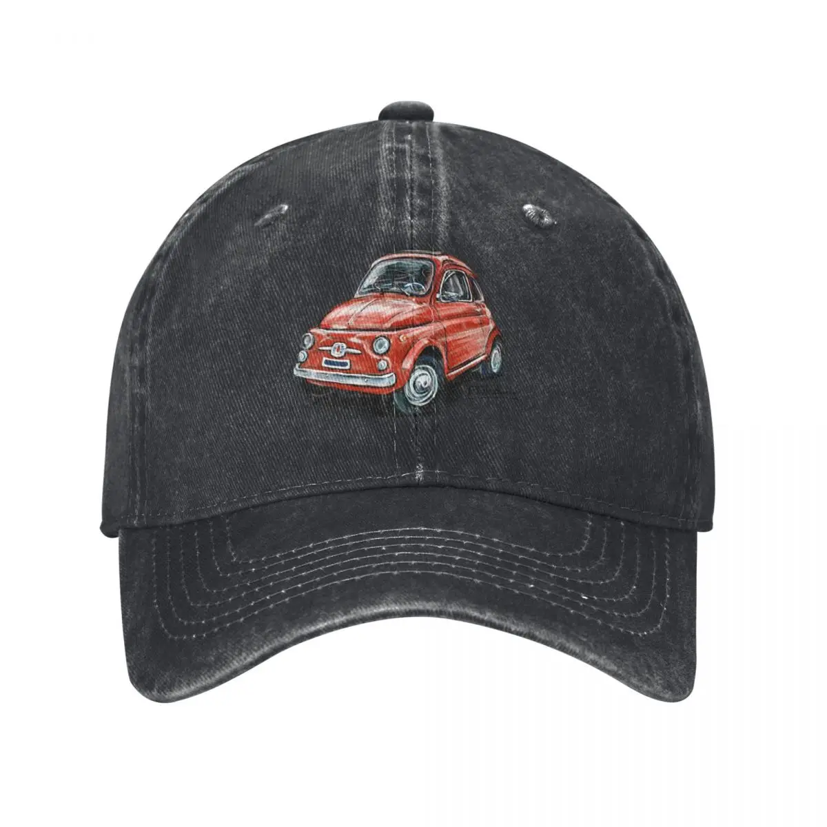 

Classic Red Fiat 500 Baseball Cap Beach Outing Sunhat Woman Men's