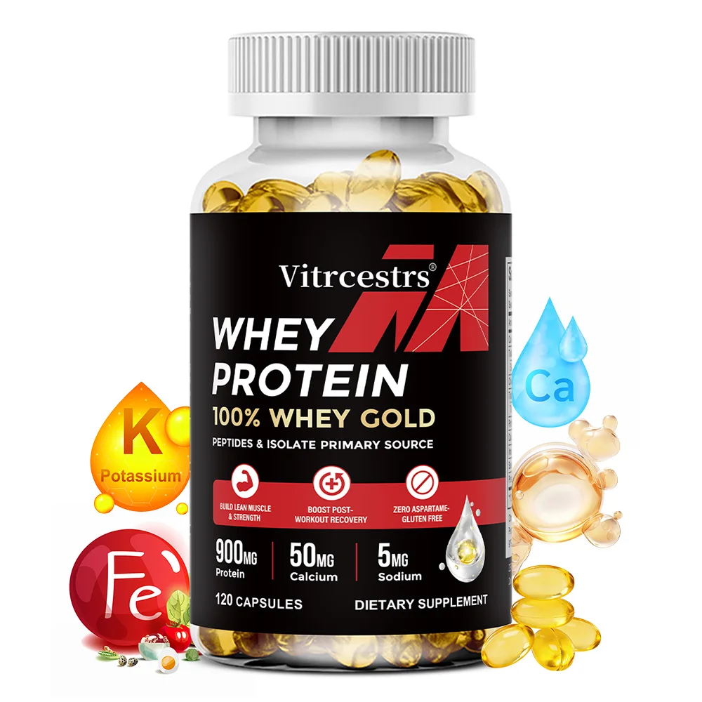 Whey Protein Concentrate Capsules - 900mg Protein, Post-Workout Recovery, Muscle Health & Immunity Boost, Gluten-Free Non-GMO