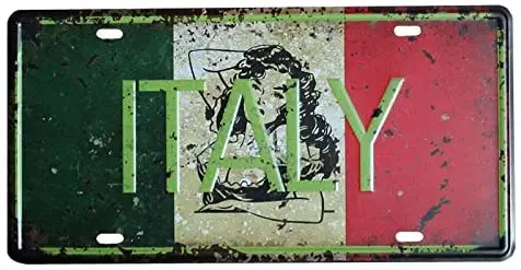 

metal Signs PLUMTALL Italy Car Auto Tag Metal License Plate Vintage Home Decor Bar Pub Cafe Tin Art Wall Painting