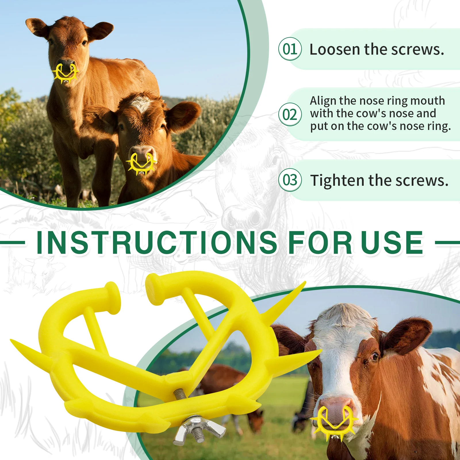 5 Buah Cincin Hidung Ternak Plastik Cincin Hidung Ternak Plastik Tebal Kit Penghenti Perah Anti Mengisap Peralatan Ternak