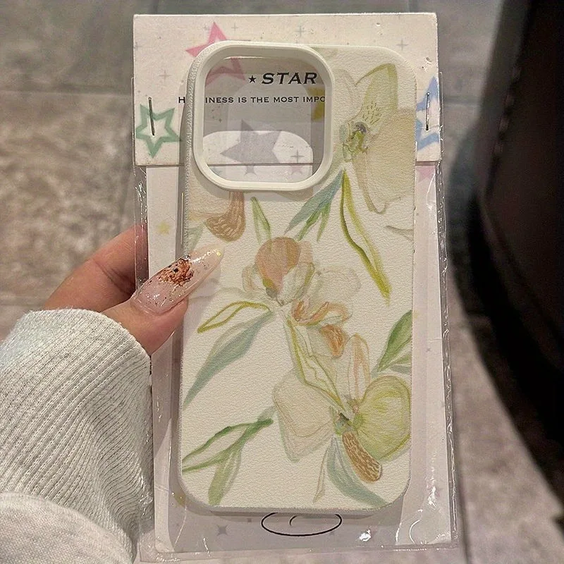 

Senior Light Colored Ink Wash Flowers Phone Case For iPhone Air 16 Plus 17 Pro Max 13 12 15 14 11 Pro Max Trend Soft Back Cover
