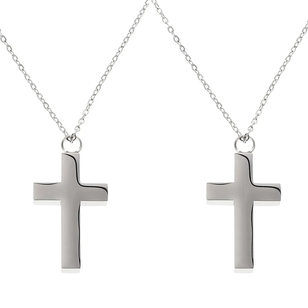 

2Pcs Cross Cremation Pendant Stainless Steel Keepsake Urn Necklace Memorial Jewelry Ashes Holder Locket for Human Pet Ashes