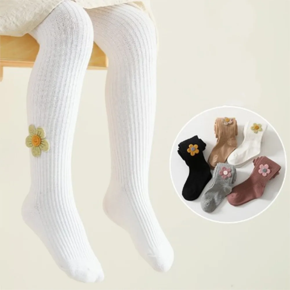 

Весенне-осенние детские колготки, стильная верхняя одежда, хлопковые колготки в вертикальную полоску, аксессуары с маленькими цветами, леггинсы для девочек