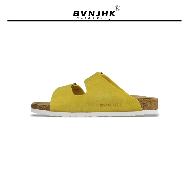 

BVNJHK 2026 Summer Beach Cork Slippers Sandals Casual Double Buckle Clogs Sandalias Women men Slip on Flip Flops Flats Shoes
