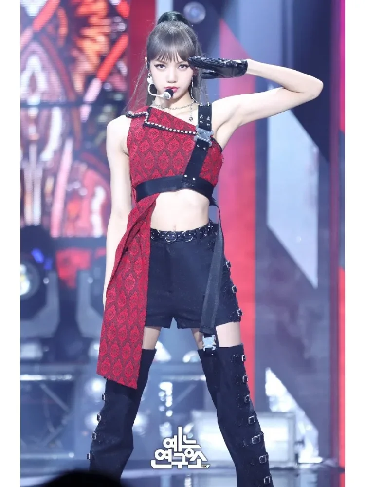 

Kpop Korean Rose Stage Show Same Sexy Dress Ladies Skirt Two Piece Set Outfit Tops Coat Women Fashion Woman Dress 2023