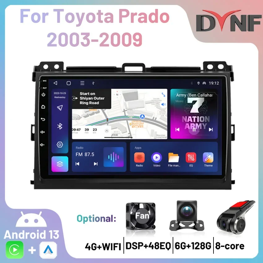 Car Radio Android 13 For Toyota Land Cruiser Prado 120 3 Lexus GX470 J120 2003-2009 Multimedia Automotive Carplay Car Stereo