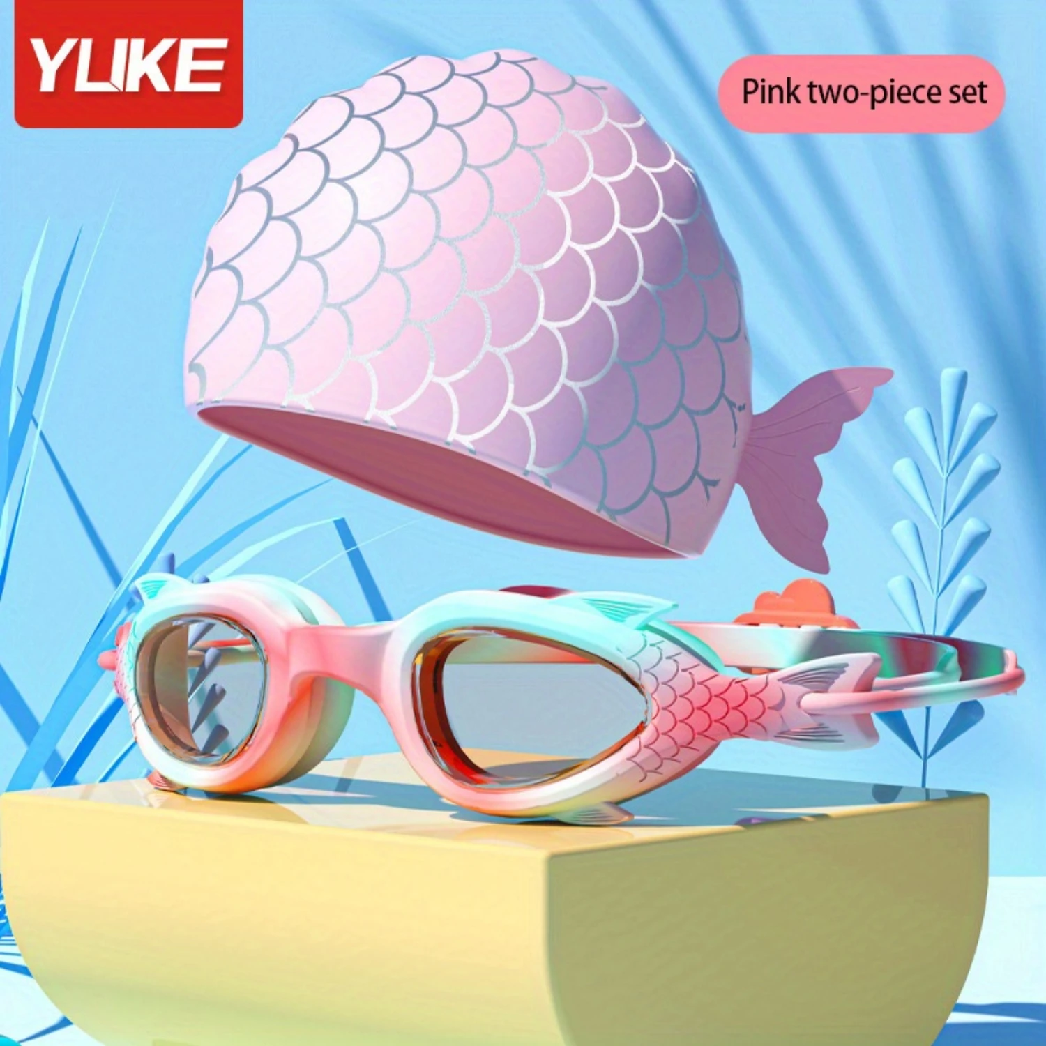 

2Pcs new swimming goggles + swimming two-piece set of anti-fog small frame goggles Swimming training diving swimming HD waterpr