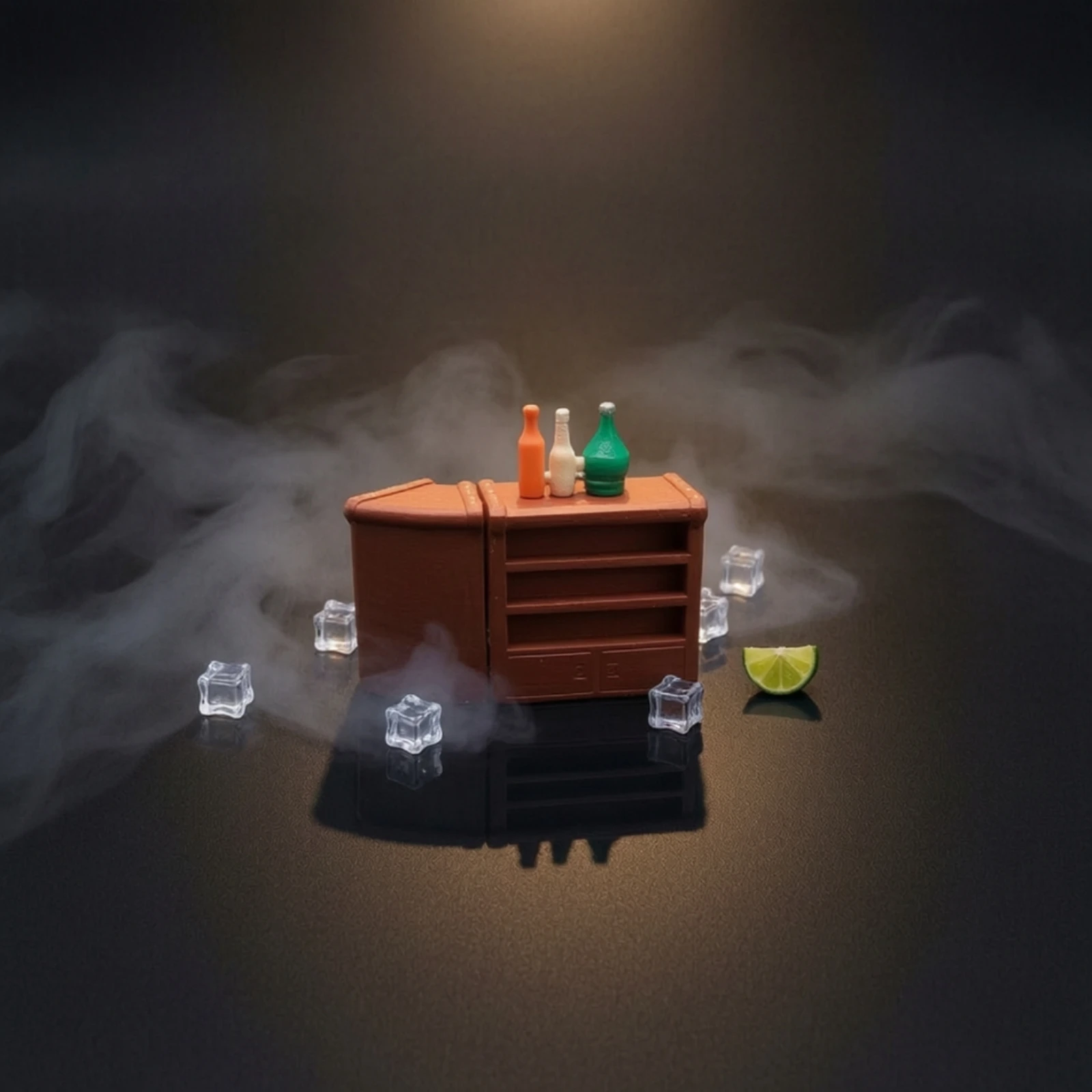 Miniature Bar Counter Realistic Bar Counter with Bottles Dollhouse Pub Set Detailed Diorama Furniture Compact for Collectors