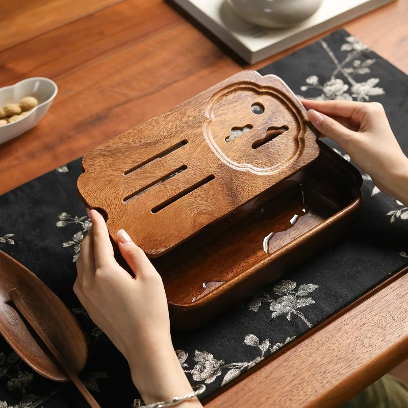 Chinese Decorative Tea Tray Serving Wooden Luxury Ceremony Valet Drainage Tea Tray Irregular Hospitality Plateau Home Products