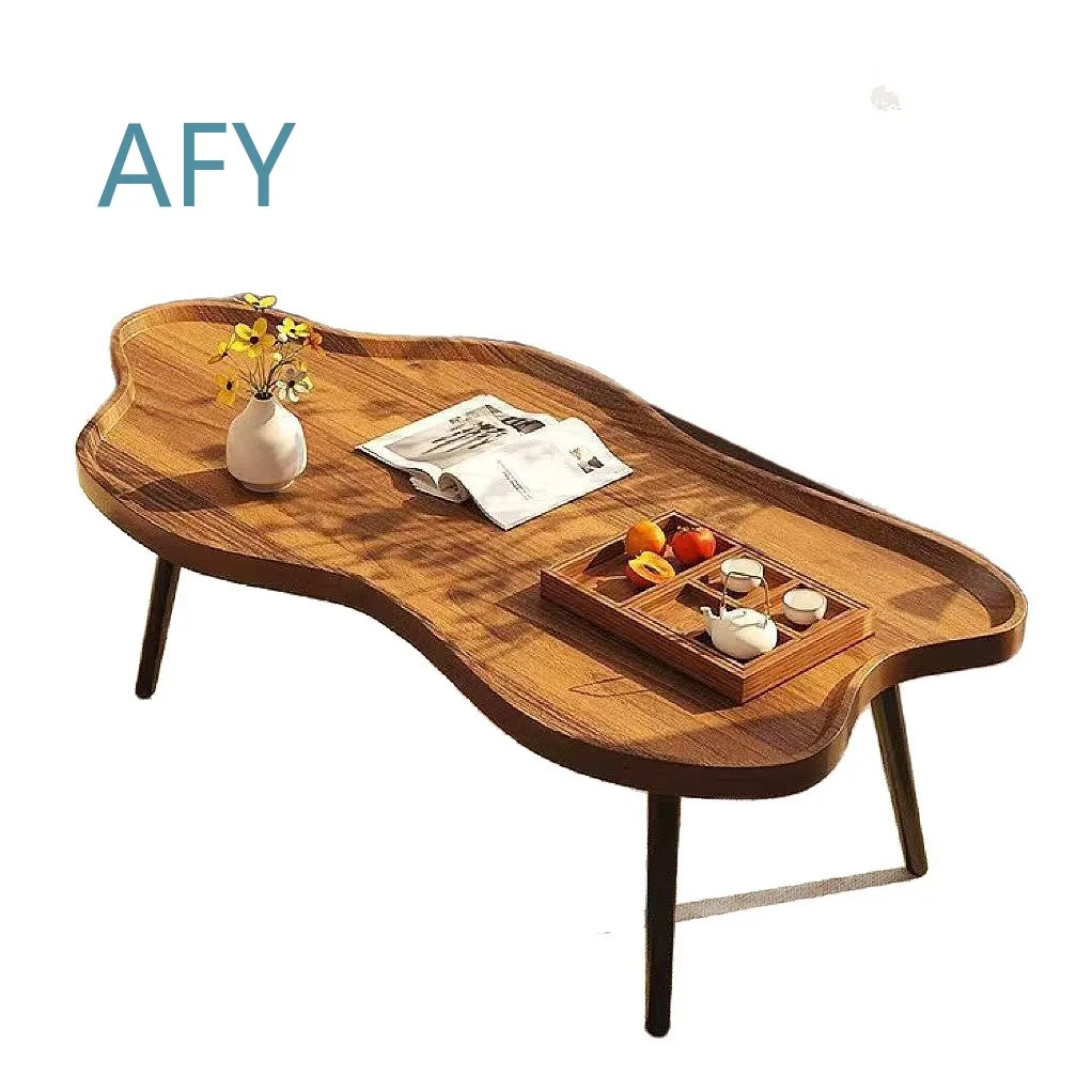 Special-shaped Tea Table for Small Apartment Solid Wood Coffee Table for Living Room Minimalist Modern Round Oval Rectangular